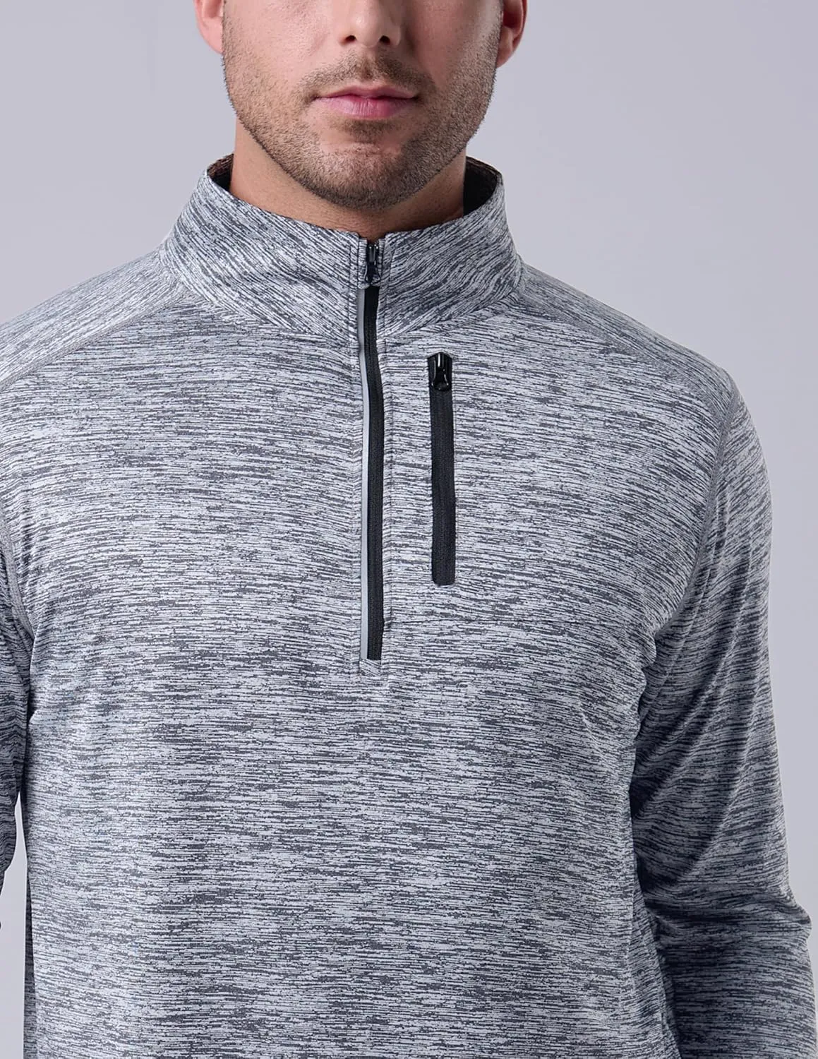 Liberty Imports 3-Pack Men’s Quarter-Zip Pullover Lightweight Long Sleeve Athletic Jackets Performance Workout Running Shirts