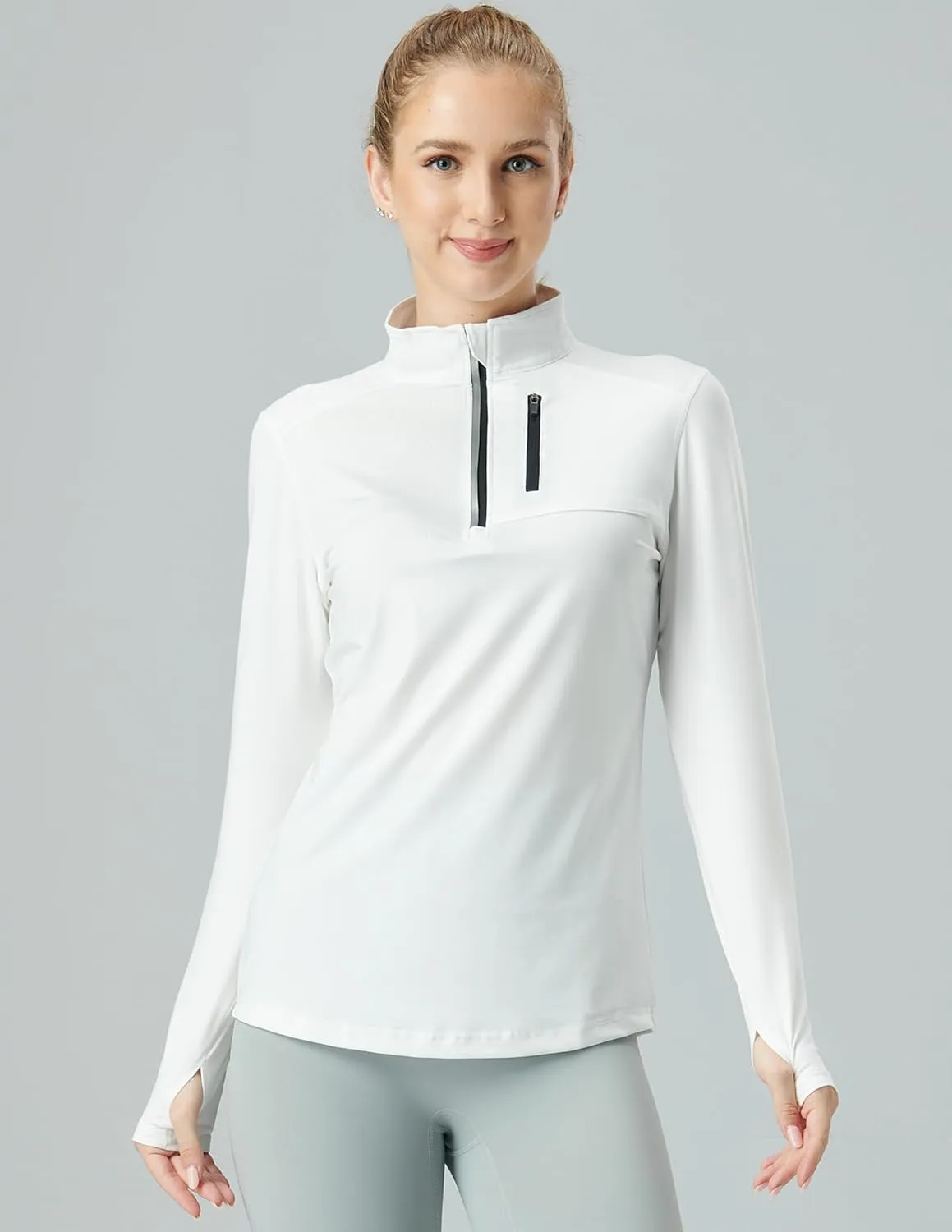 Liberty Imports 3 Pack: Women's Quick Dry Long Sleeve Quarter Zip Pullover Workout Shirts with Thumb Holes and Pocket