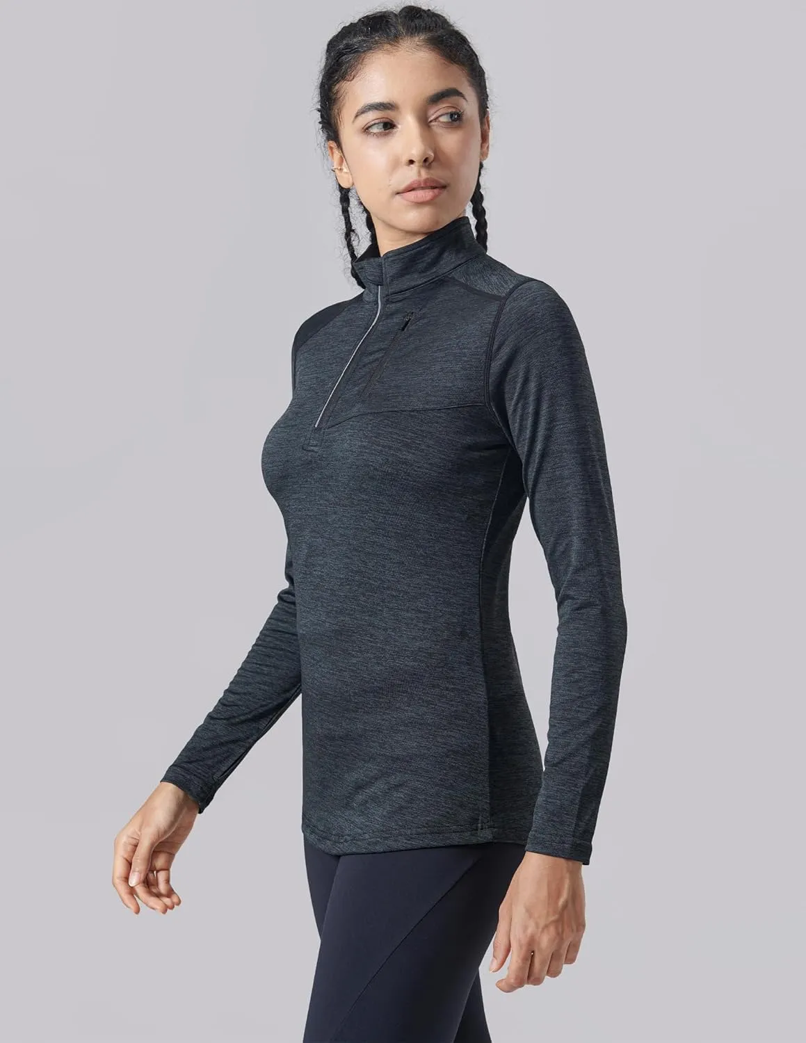 Liberty Imports 3 Pack: Women's Quick Dry Long Sleeve Quarter Zip Pullover Workout Shirts with Thumb Holes and Pocket