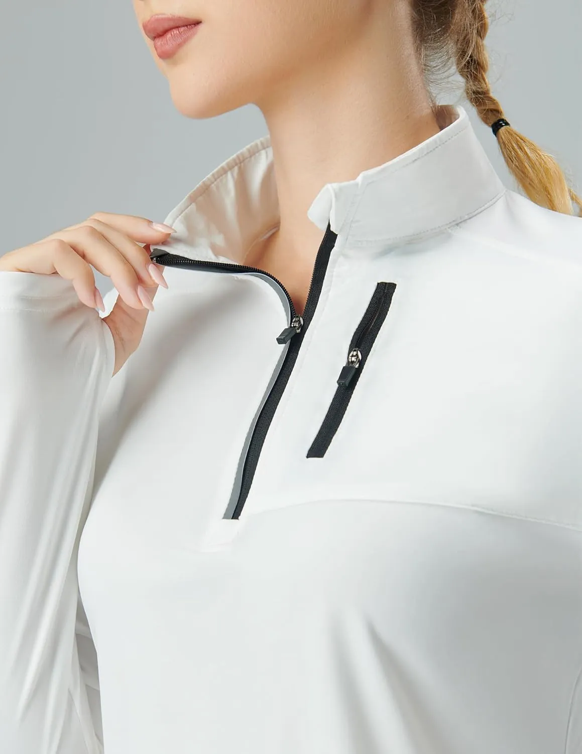 Liberty Imports 3 Pack: Women's Quick Dry Long Sleeve Quarter Zip Pullover Workout Shirts with Thumb Holes and Pocket