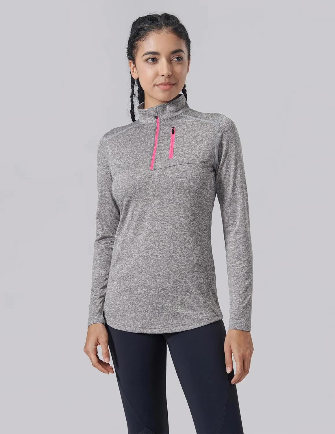 Liberty Imports 3 Pack: Women's Quick Dry Long Sleeve Quarter Zip Pullover Workout Shirts with Thumb Holes and Pocket