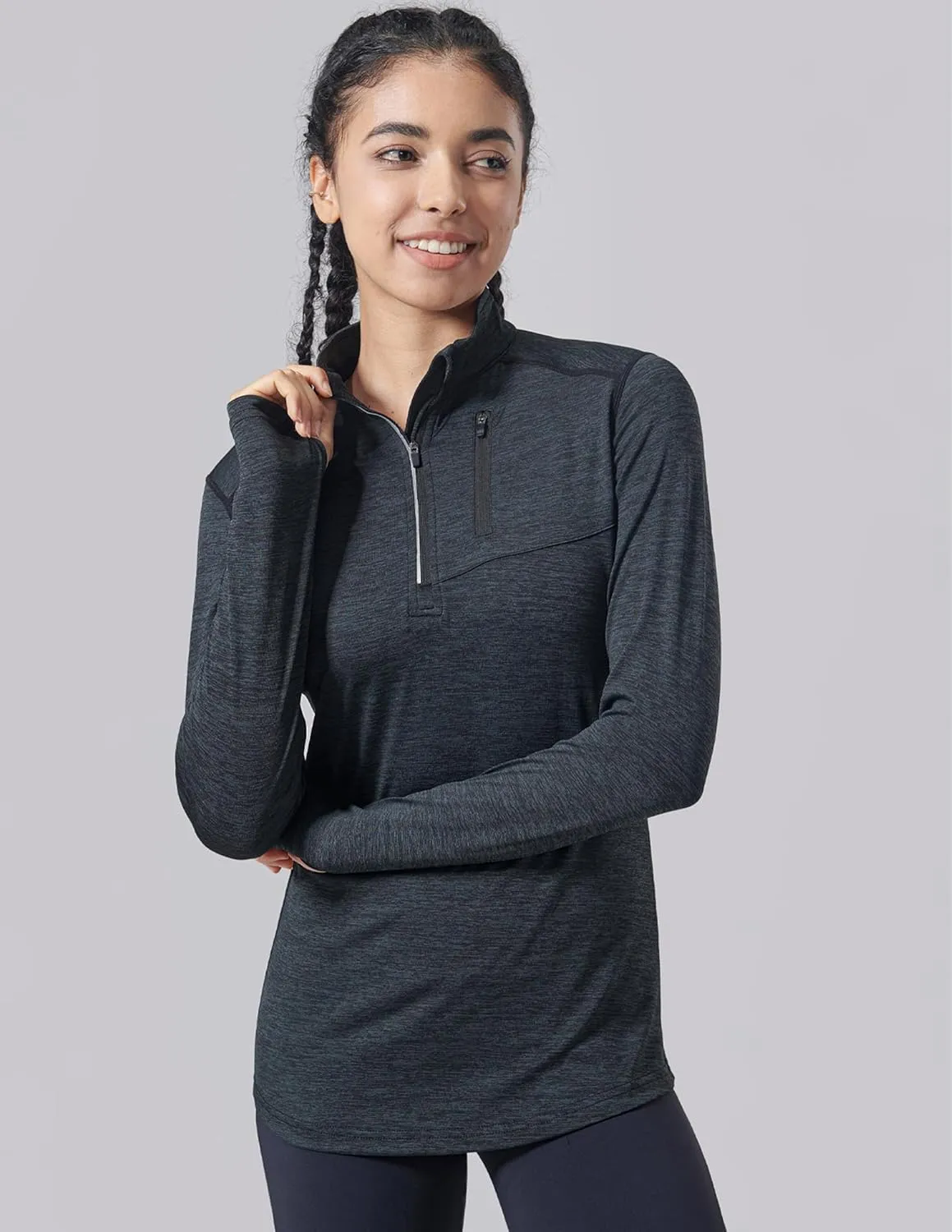 Liberty Imports 3 Pack: Women's Quick Dry Long Sleeve Quarter Zip Pullover Workout Shirts with Thumb Holes and Pocket