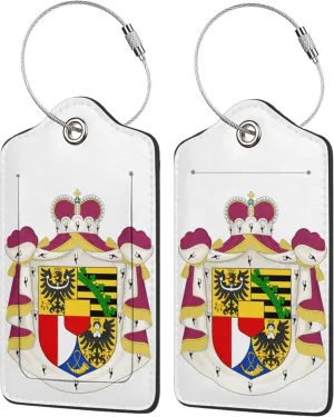 Liechtenstein National Emblem Luggage Tags Pu Leather with Privacy Cover Label Address Card and Durable Metal Ring Suitable for Men Women Handbags Backpacks