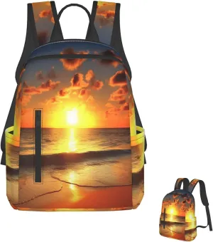 Lightweight Hiking Backpack Casual Laptop Backpack for Men Women Beach Sunrise Bookbag Travel Daypack