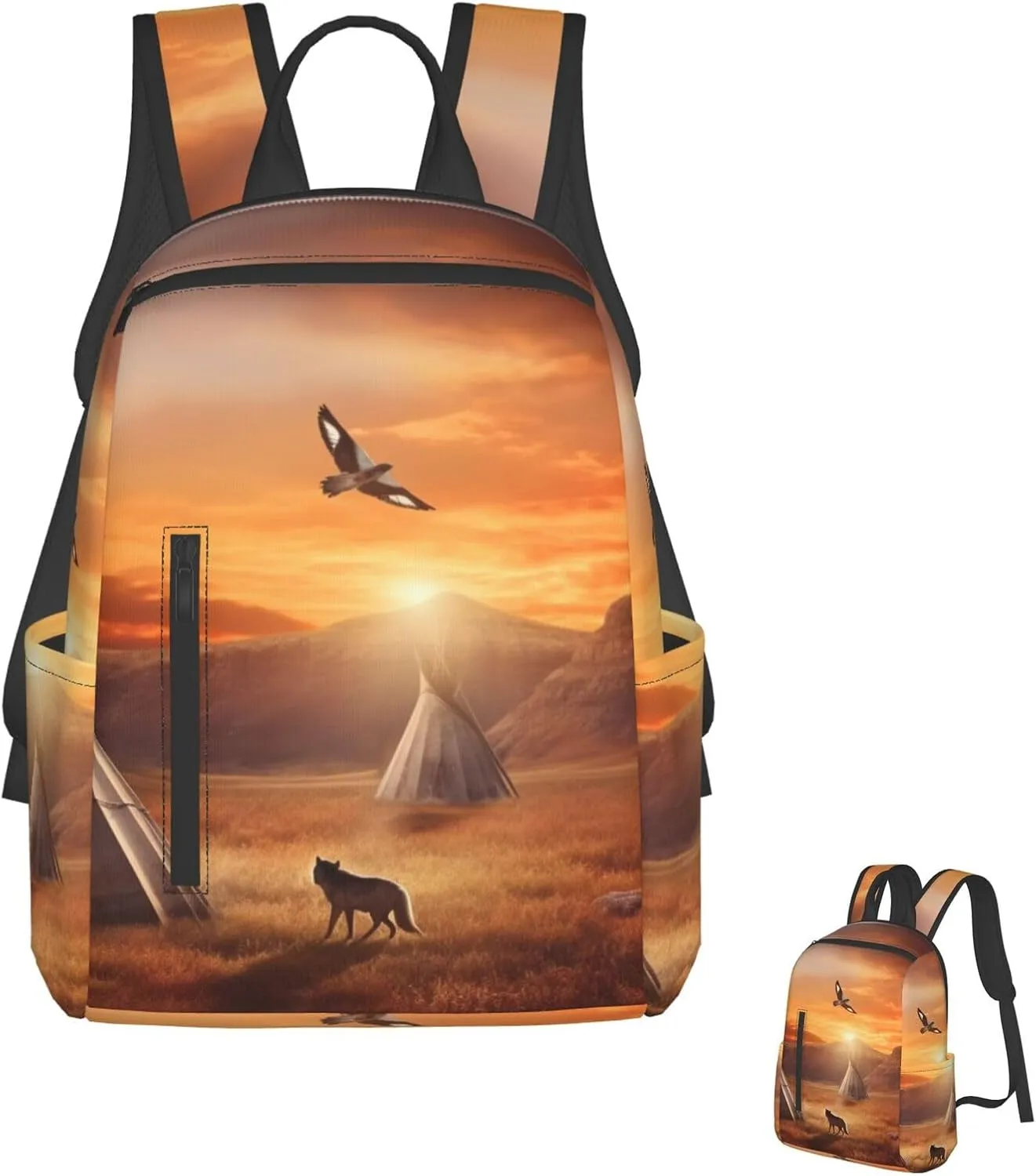 Lightweight Hiking Backpack Casual Laptop Backpack for Men Women Native American Tribes Bookbag Travel Daypack