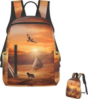 Lightweight Hiking Backpack Casual Laptop Backpack for Men Women Native American Tribes Bookbag Travel Daypack