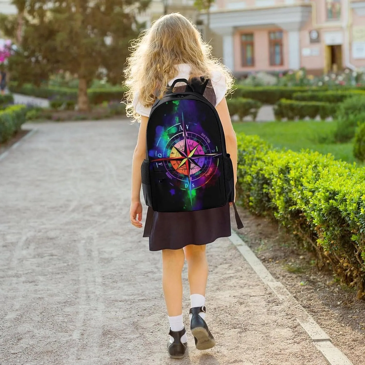 Lightweight Rucksack for Sports Travel Running - Big Capacity Multipurpose Anti-Theft Bookbag, Colorful Compass Arrow Art Travel and Sport Backpack Rucksack