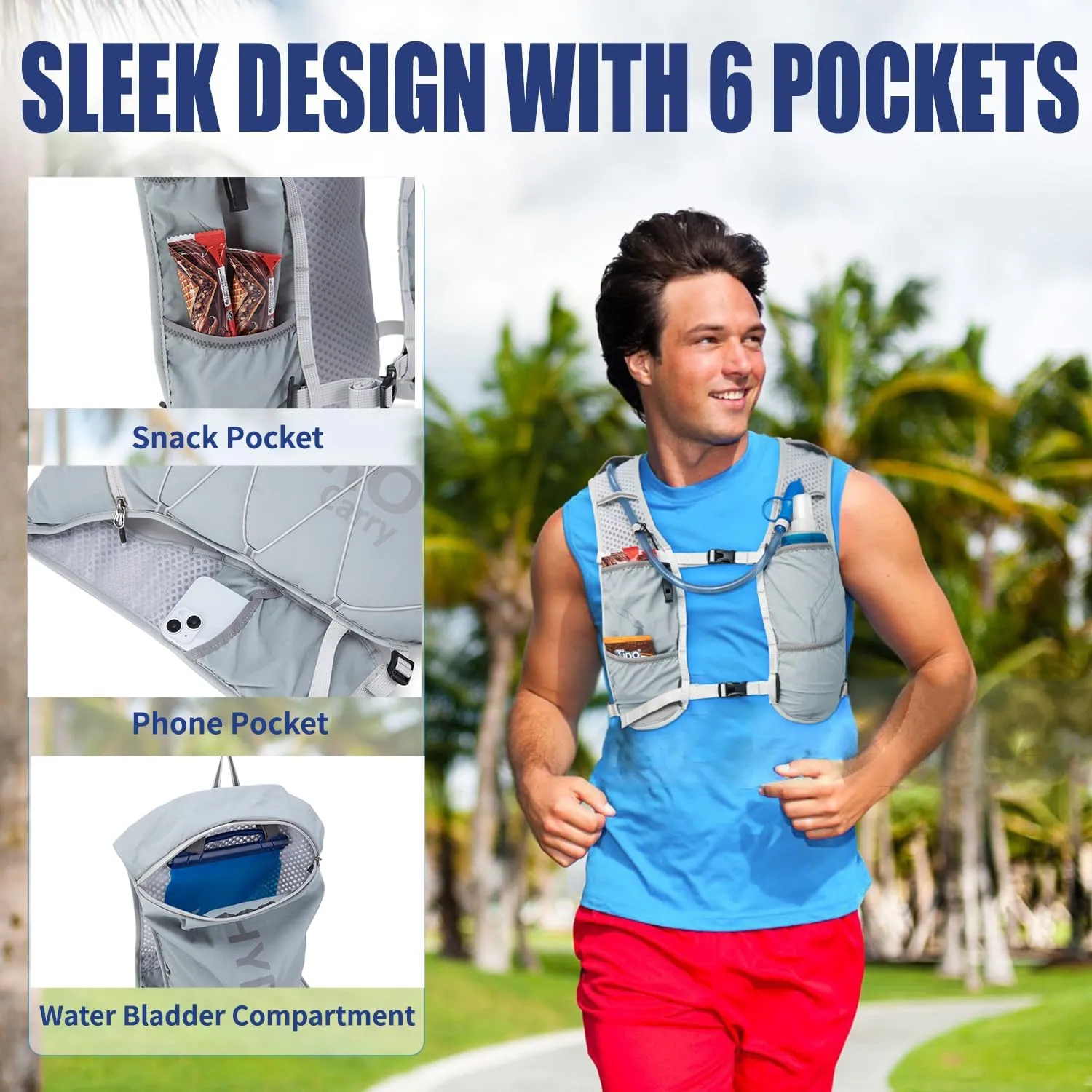 Lightweight Running Vest for Women and Men Hydration Backpack Pack with 1.5L Water Bladder Bag for Hiking Trail Running Gear Cycling Marathon