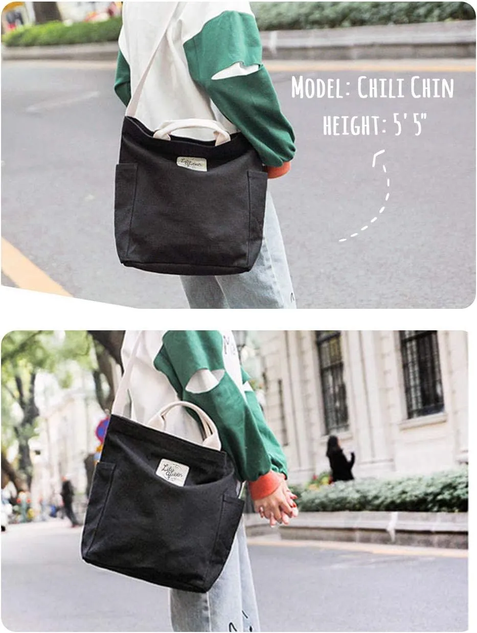 Lily queen Women Canvas Tote Handbags Casual Shoulder Work Bag Crossbody