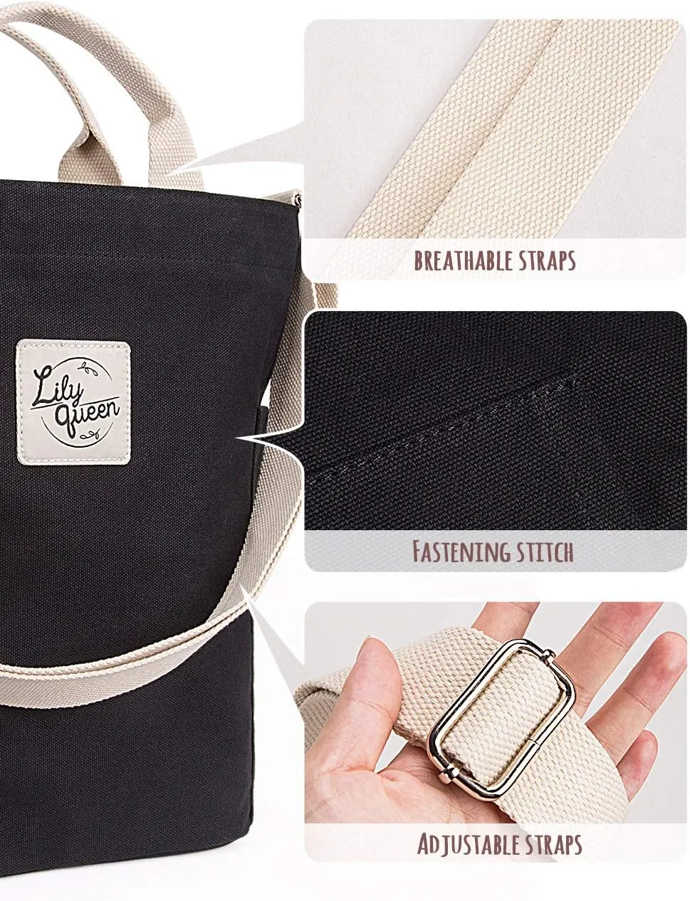 Lily queen Women Canvas Tote Handbags Casual Shoulder Work Bag Crossbody