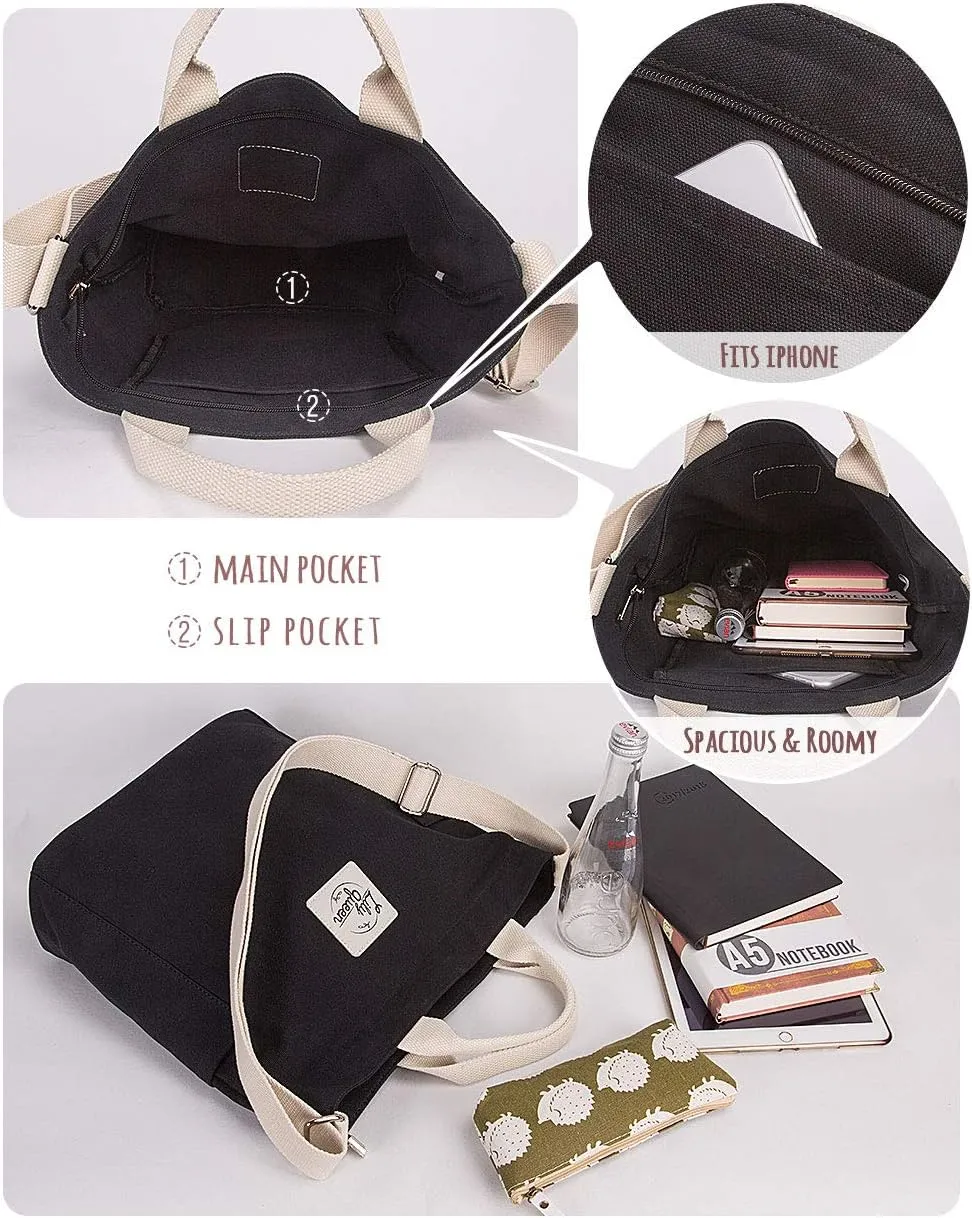 Lily queen Women Canvas Tote Handbags Casual Shoulder Work Bag Crossbody
