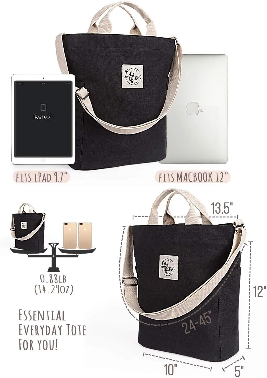 Lily queen Women Canvas Tote Handbags Casual Shoulder Work Bag Crossbody