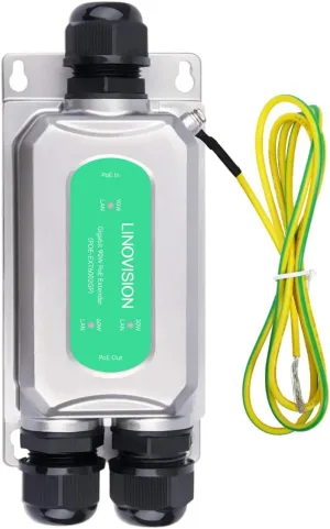 LINOVISION BT90W Outdoor PoE   Extender, Repeater and Amplifier, IEEE 802.3af/at/bt, Two PoE Outputs for IP and PTZ Cameras