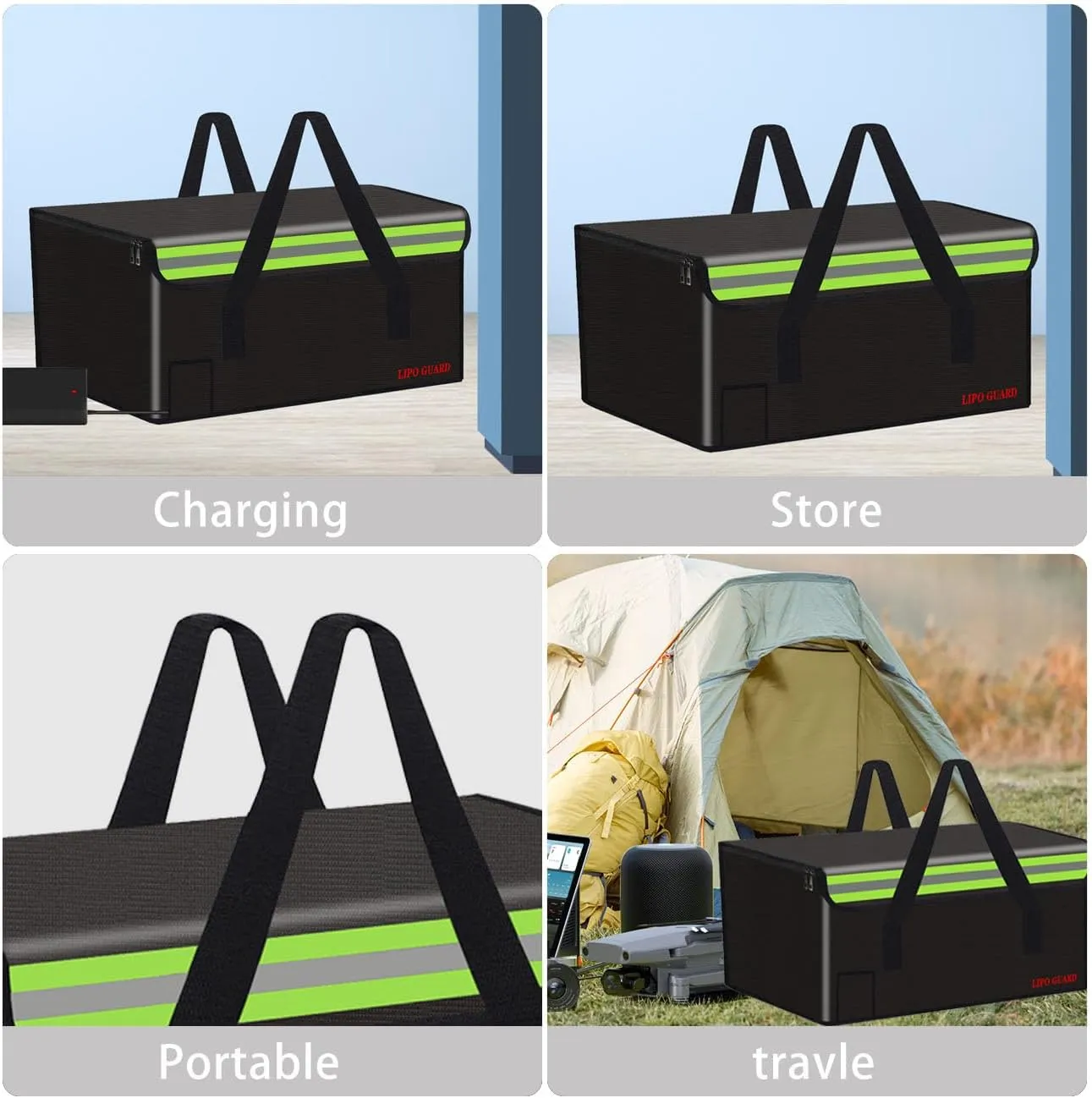 Lipo Battery Safe Bag - Fireproof Explosionproof Storage Pouch for Charging, Transport, Home, Travel, Office - Safe Storage