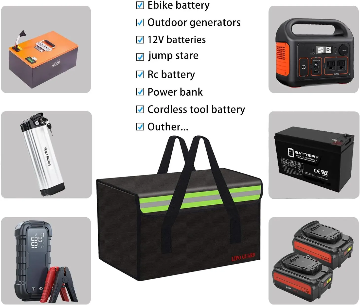 Lipo Battery Safe Bag - Fireproof Explosionproof Storage Pouch for Charging, Transport, Home, Travel, Office - Safe Storage