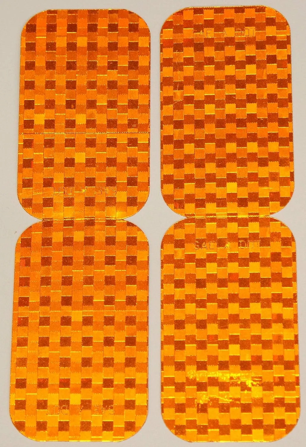 LiteMark DOT-SAE Amber 2 Inch x 3.5 Inch High Reflective Prismatic Lenses with Durable Protective Transparent Layer for Safety and Increased Visibility (Pack of 4 Reflectors)