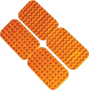 LiteMark DOT-SAE Amber 2 Inch x 3.5 Inch High Reflective Prismatic Lenses with Durable Protective Transparent Layer for Safety and Increased Visibility (Pack of 4 Reflectors)
