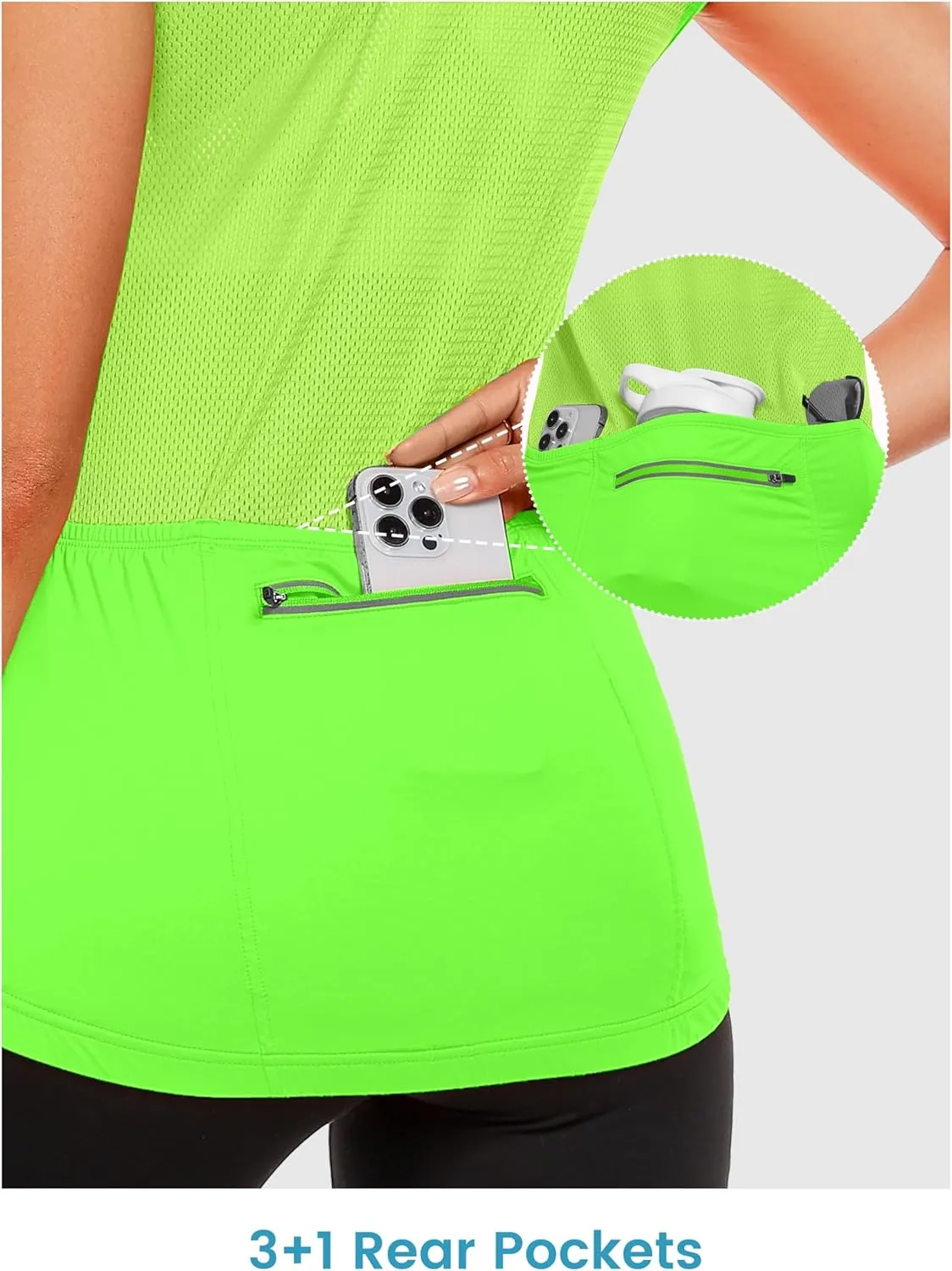 Little Donkey Andy Women's Breathable Cycling Vests full Zip Reflective Sleeveless Jerseys Running Biking Shirts 4 Pockets