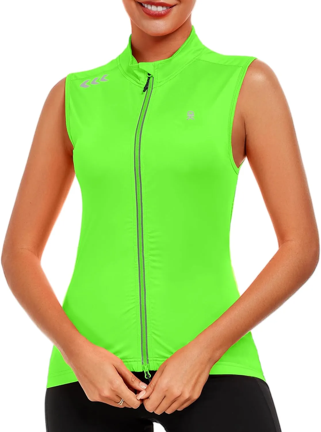 Little Donkey Andy Women's Breathable Cycling Vests full Zip Reflective Sleeveless Jerseys Running Biking Shirts 4 Pockets