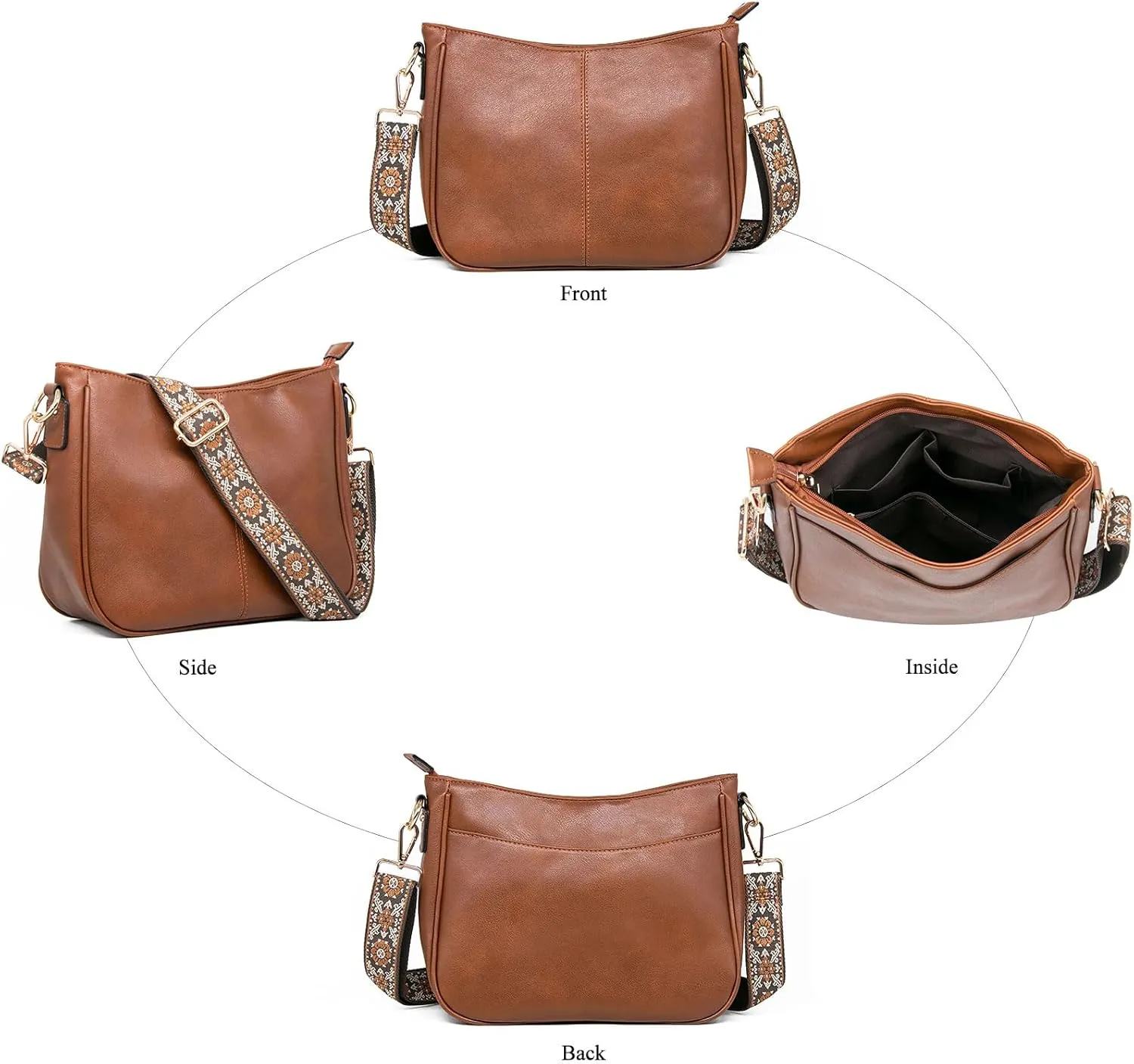 Long Keeper Crossbody HandBags - Women Trendy Hobo Bag with Guitar Strap Casual Vegan Leather Shoulder Bag Purses