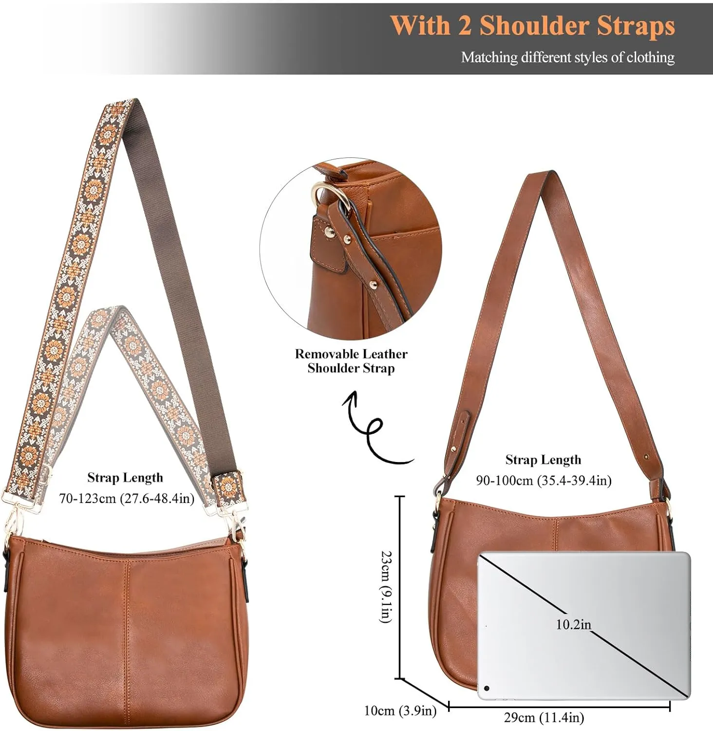 Long Keeper Crossbody HandBags - Women Trendy Hobo Bag with Guitar Strap Casual Vegan Leather Shoulder Bag Purses