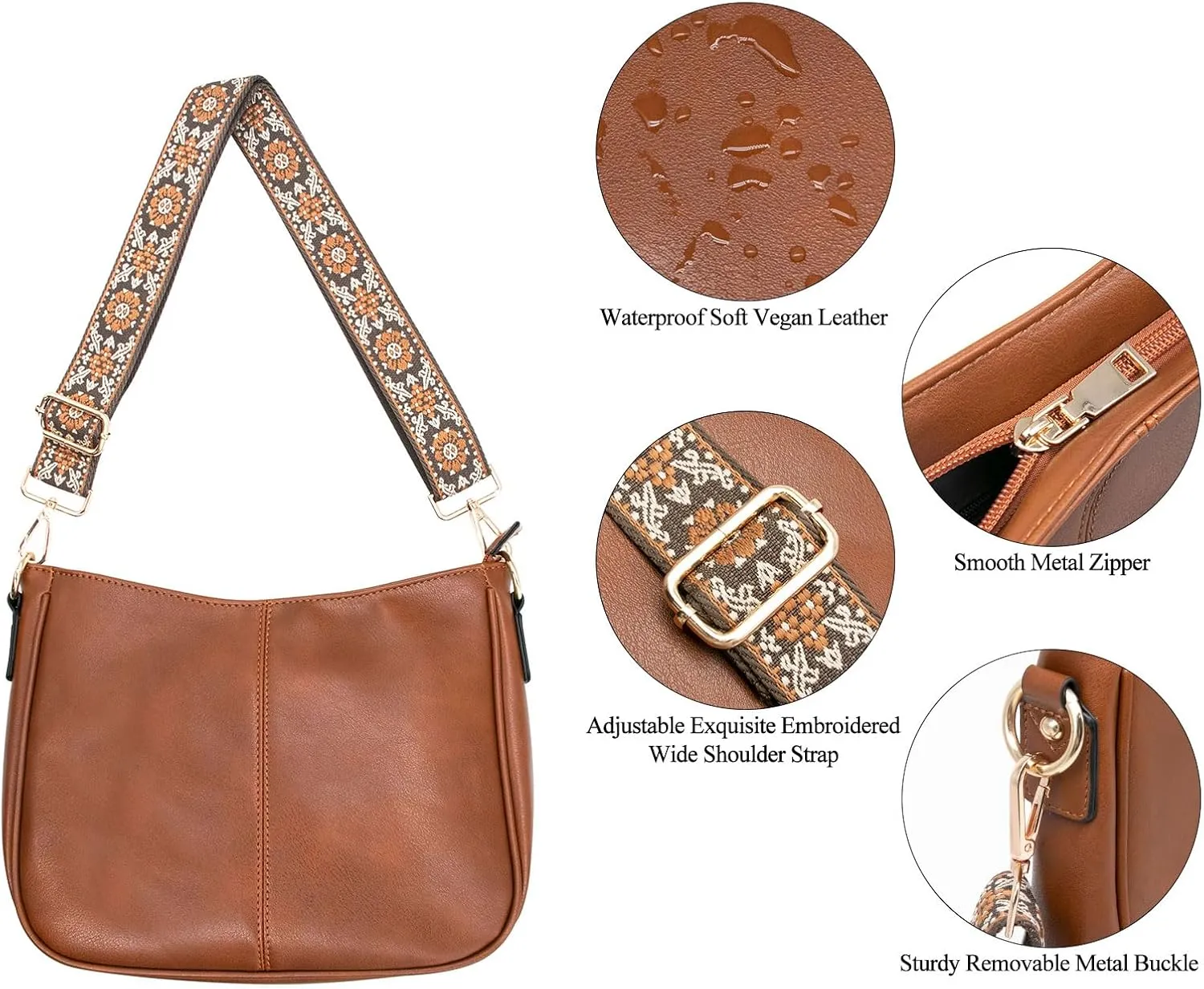 Long Keeper Crossbody HandBags - Women Trendy Hobo Bag with Guitar Strap Casual Vegan Leather Shoulder Bag Purses