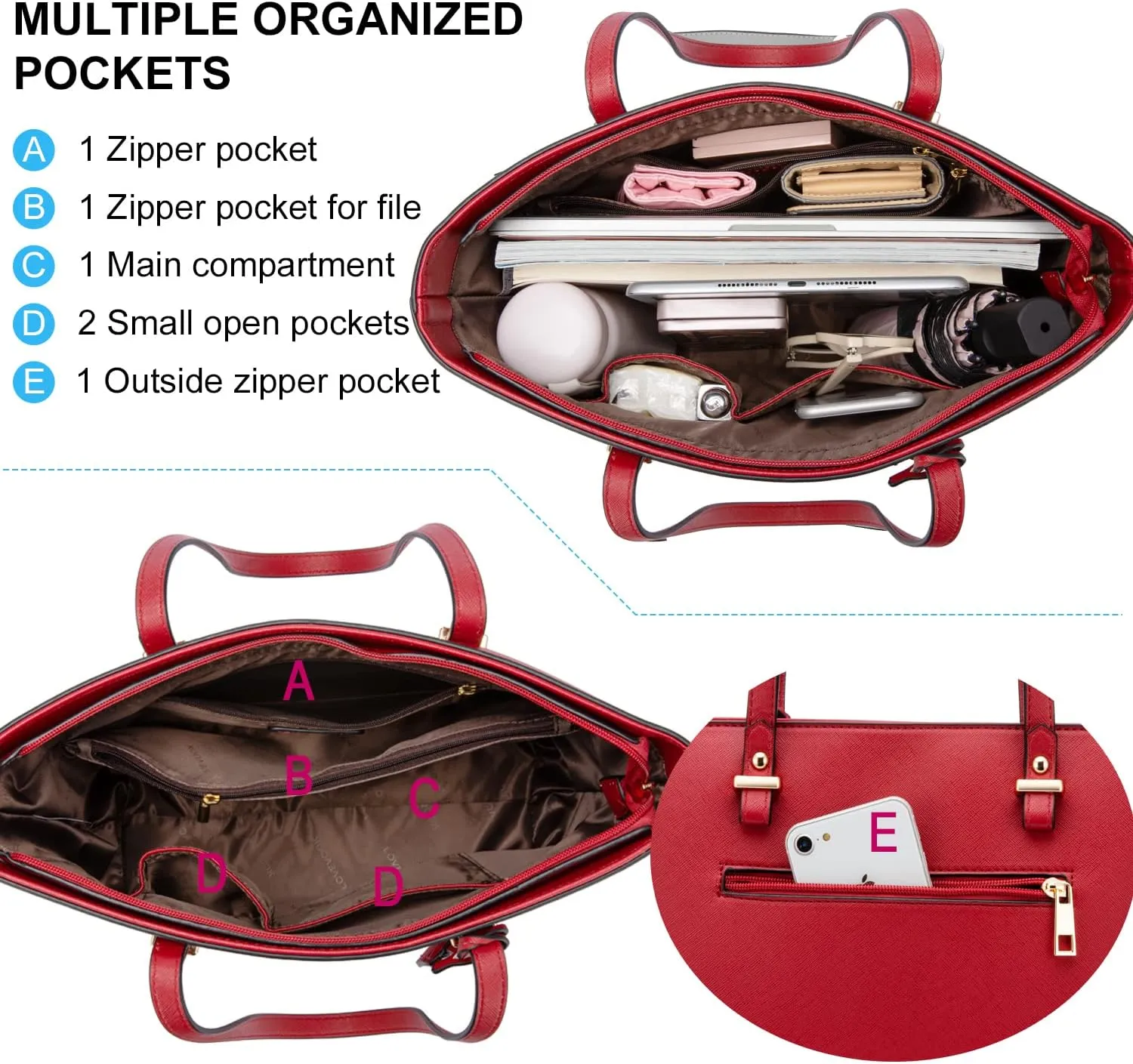 LOVEVOOK Purse for Women Fashion Tote Bag Shoulder Handbags Top Handle Satchel Bags with External Pocket