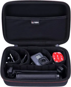 LTGEM Action Camera Case Compatible with GoPro Hero 13/12 / 11/10 / 9/8 / 7/2018 / 6/5 / Go Pro MAX Blcak / 4 Silvery Action Camera, Accessories Carrying Storage Bag (Moveable Dividers)