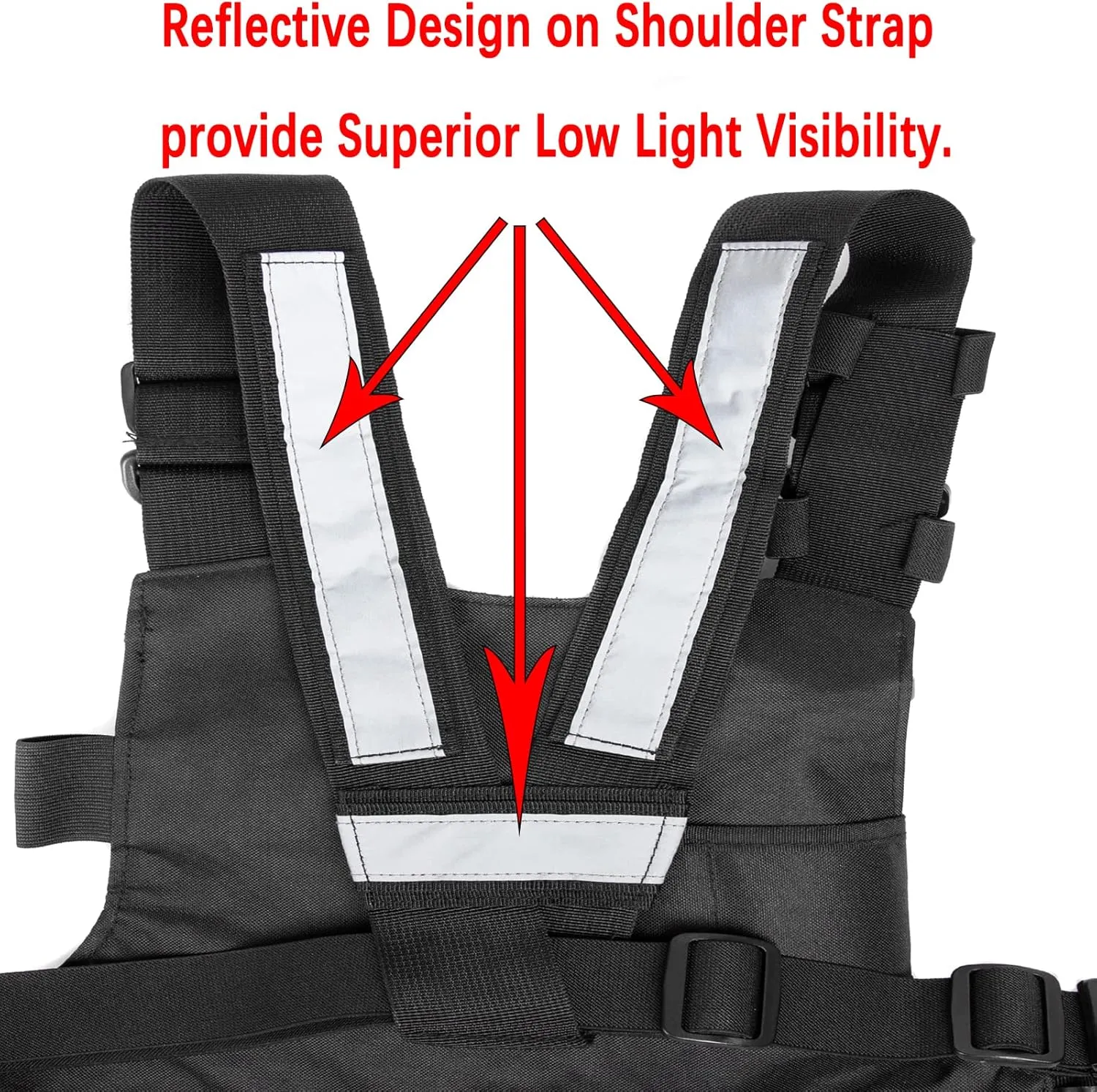 LUITON Radio Chest Harness with Reflective Strips Shoulder Holster Radio Vest Holder Two Way Radio Vest Rig Walkie Talkie Case with Front Pack Pouch for Motorola/Midland/Baofeng/Retevis(2 Pack)