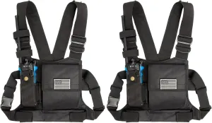 LUITON Radio Chest Harness with Reflective Strips Shoulder Holster Radio Vest Holder Two Way Radio Vest Rig Walkie Talkie Case with Front Pack Pouch for Motorola/Midland/Baofeng/Retevis(2 Pack)