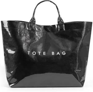 Lushandy PVC Tote Bag Women's Letters Print Large Kraft Paper Carry All Bag Top Handle Clear Hobo Handbag