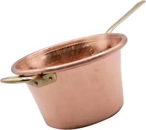 Made in Italy Copper Polenta Pot - 10.6 Inch, 4.8 Qt - Red With Brass Handle - Handmade Italian Cookware for 6 People - Hammered Finish
