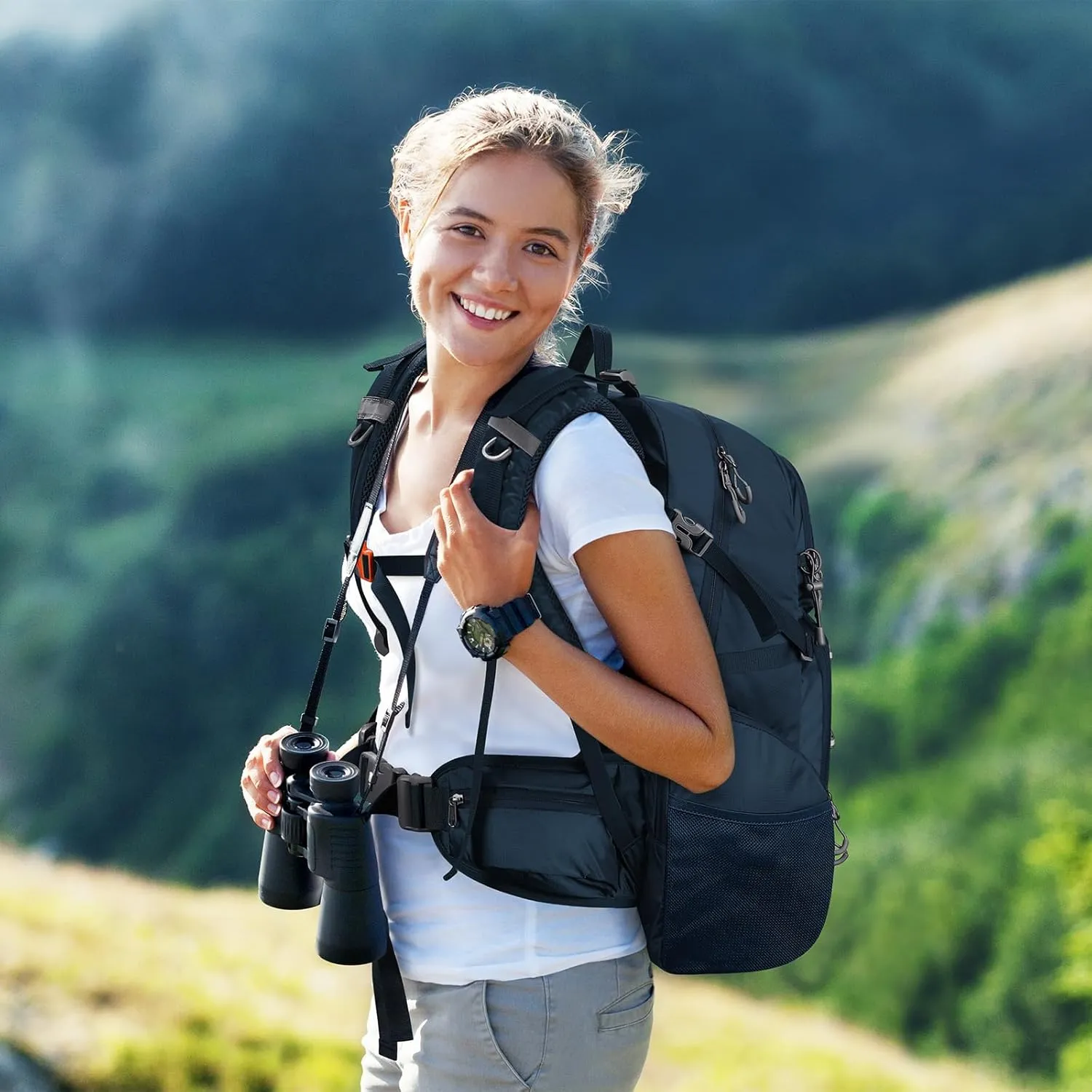 Maelstrom Hiking Backpack, 40L Waterproof Camping Daypack for Men and Women, Lightweight Travel Pack with Rain Cover-Blue
