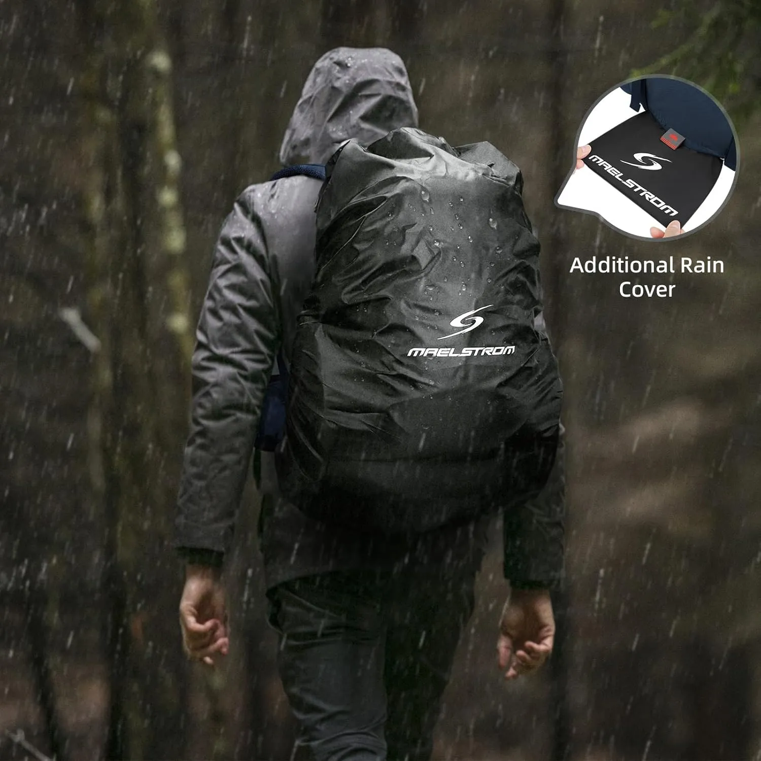 Maelstrom Hiking Backpack, 40L Waterproof Camping Daypack for Men and Women, Lightweight Travel Pack with Rain Cover-Blue