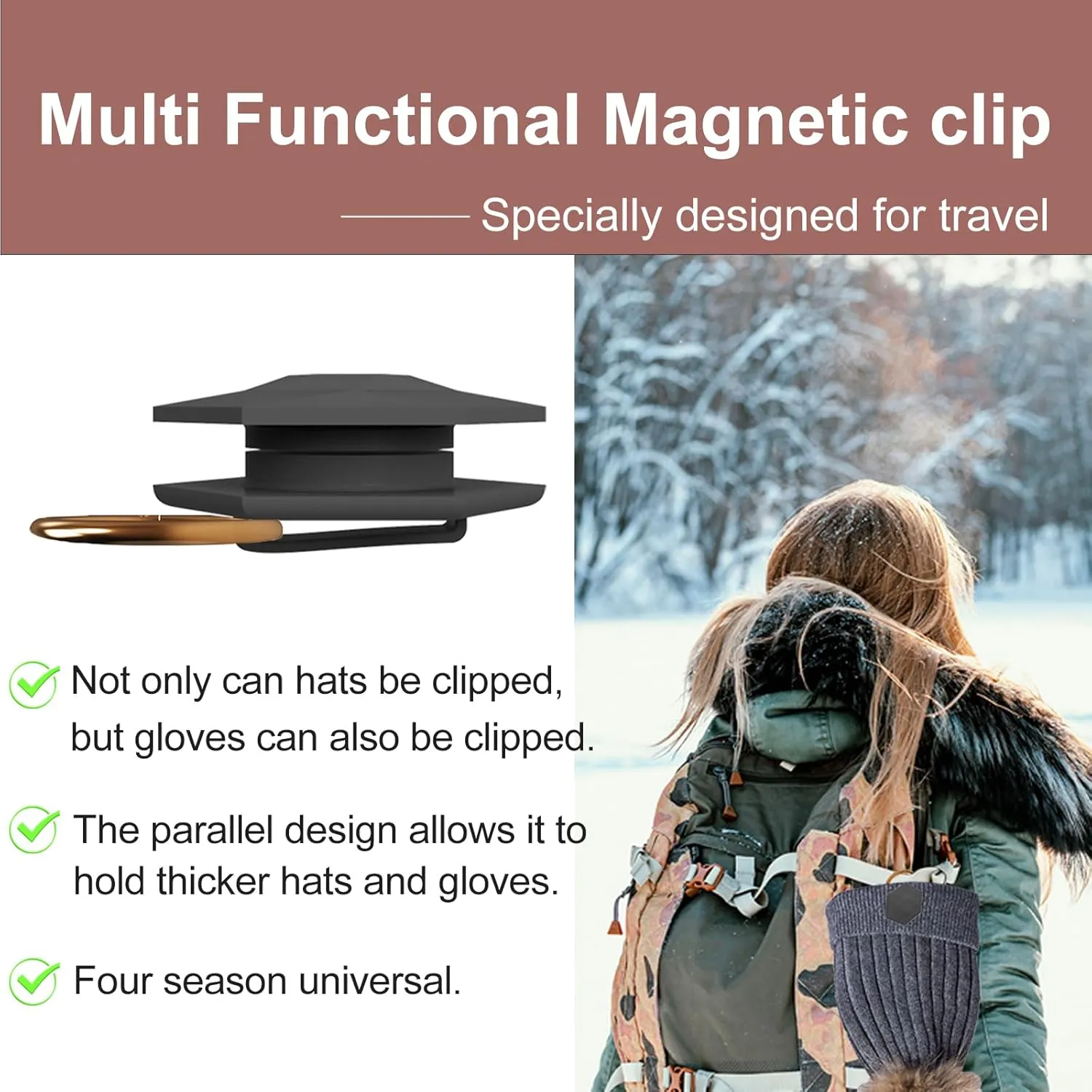 Magnetic Hat Clip for Travel on Bag High Strength Magnet Hat Holder Fits on Backpacks Purses Totes Creative Gift