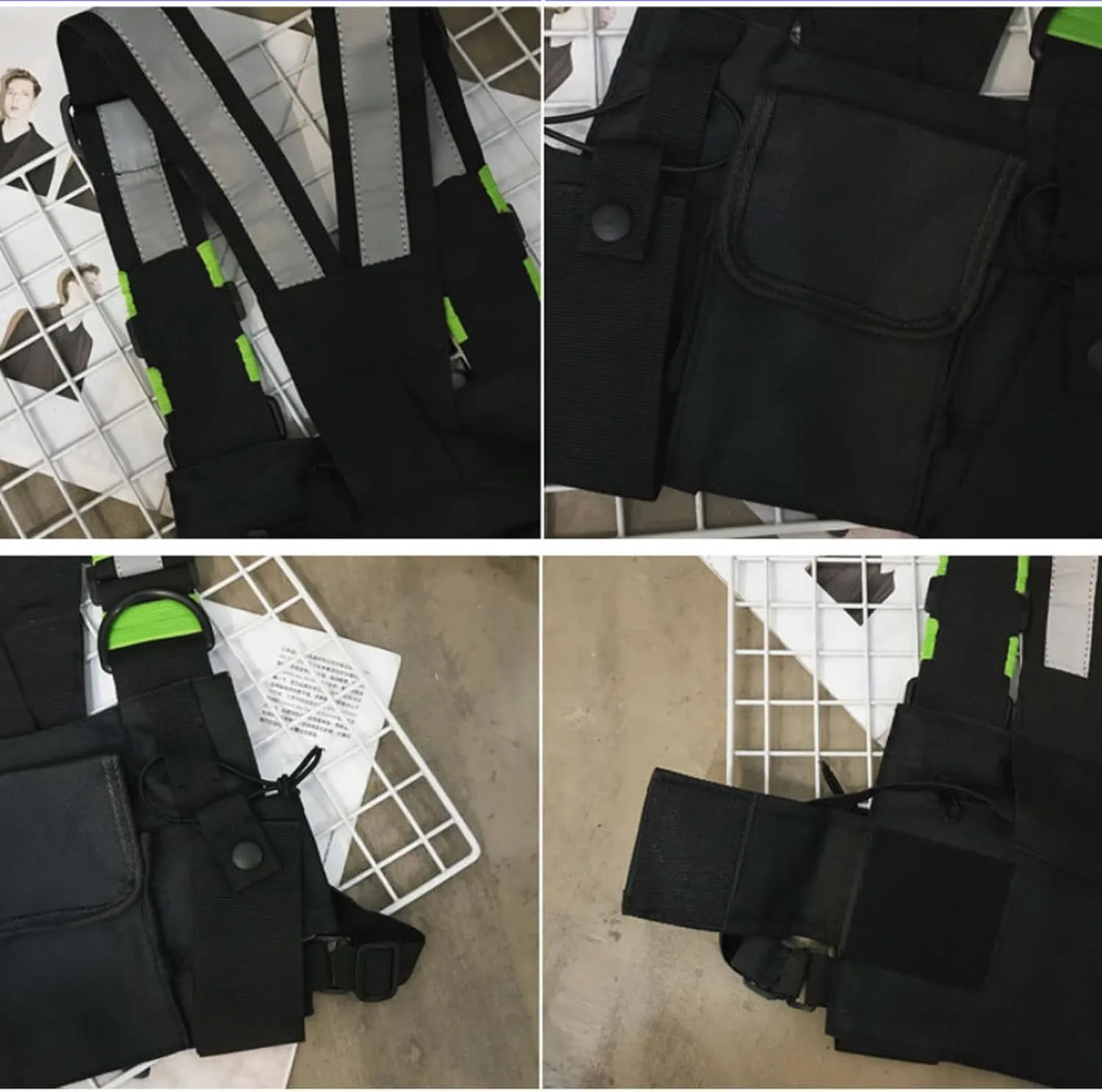 Maizoon Multi Pocket Chest Bag Two-Way Radio Walkie Talkie Hands-Free Pack with Phone Holder Adjustable Shoulder Strap Suitable for Outdoors Cycling and Hiking Black