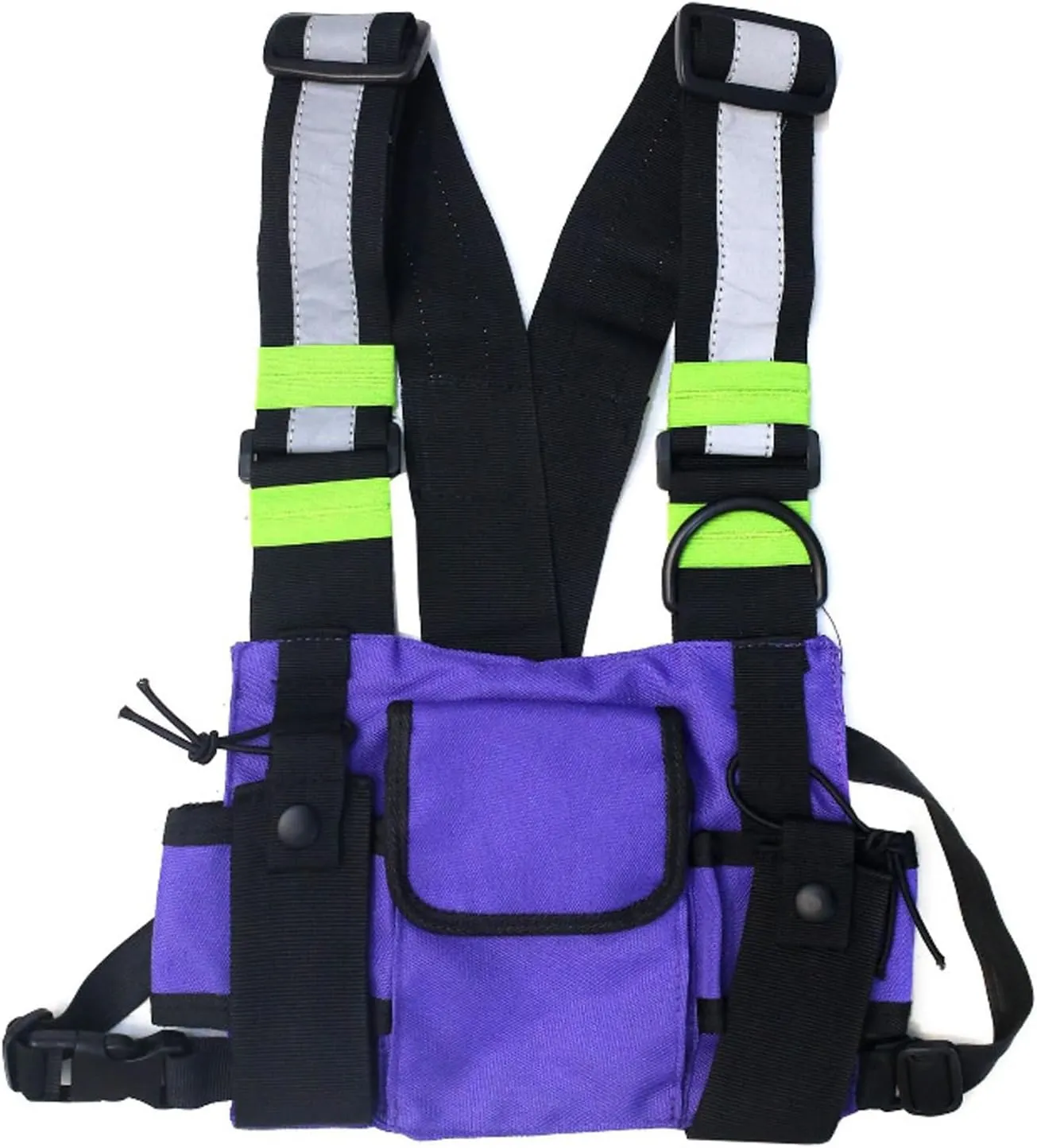 Maizoon Multi Pocket Chest Bag Two-Way Radio Walkie Talkie Hands-Free Pack with Phone Holder Hip Hop Street Adjustable Shoulder Strap Vest Suitable for Outdoor Sports Cycling and Hiking Purple