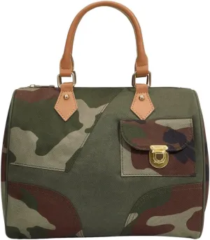 MakeMeChic Women's Camouflage Canvas Handle Satchel Handbags Vacation Work Outdoors Trendy Zip Tote Purses