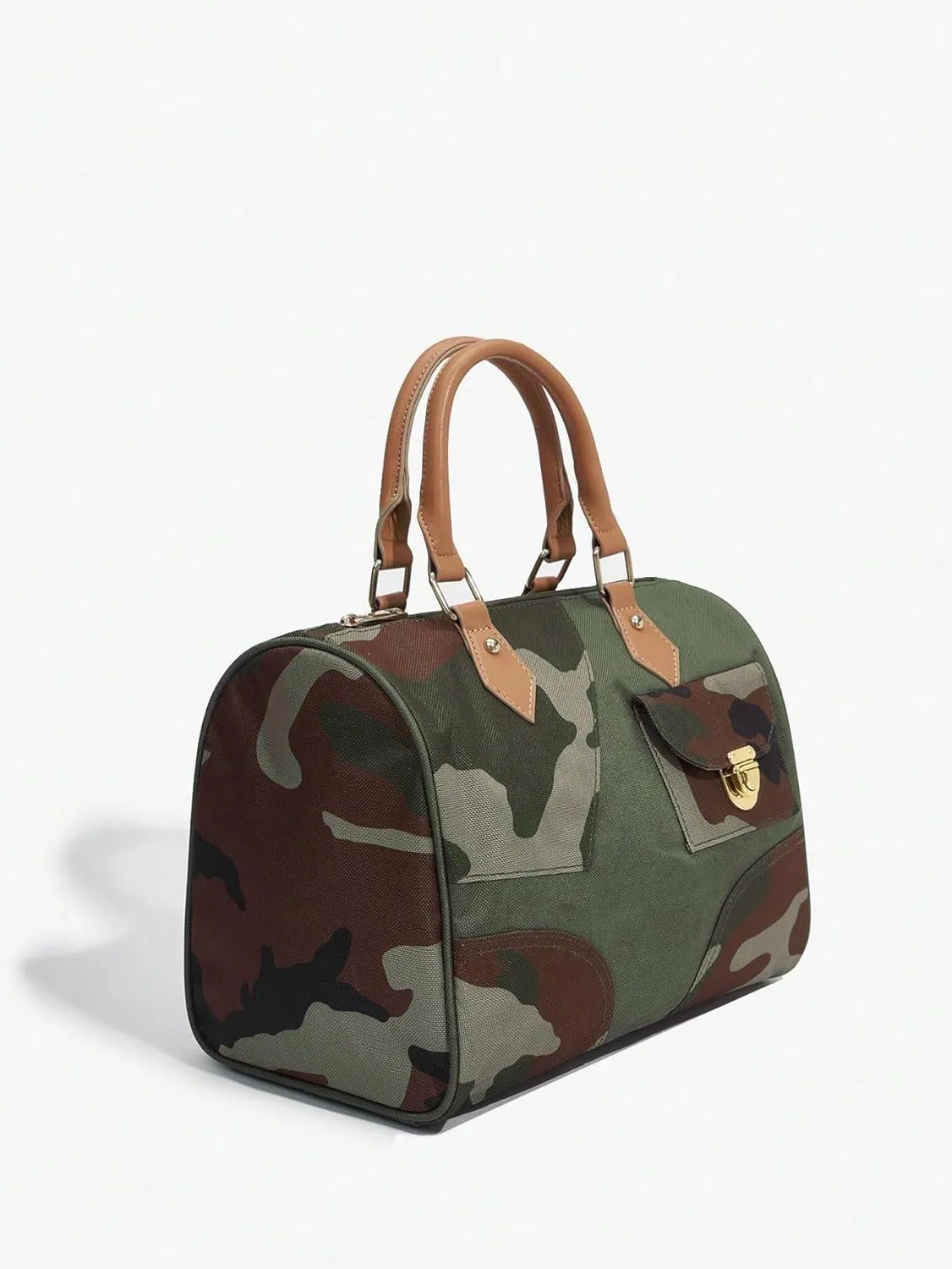 MakeMeChic Women's Camouflage Canvas Handle Satchel Handbags Vacation Work Outdoors Trendy Zip Tote Purses