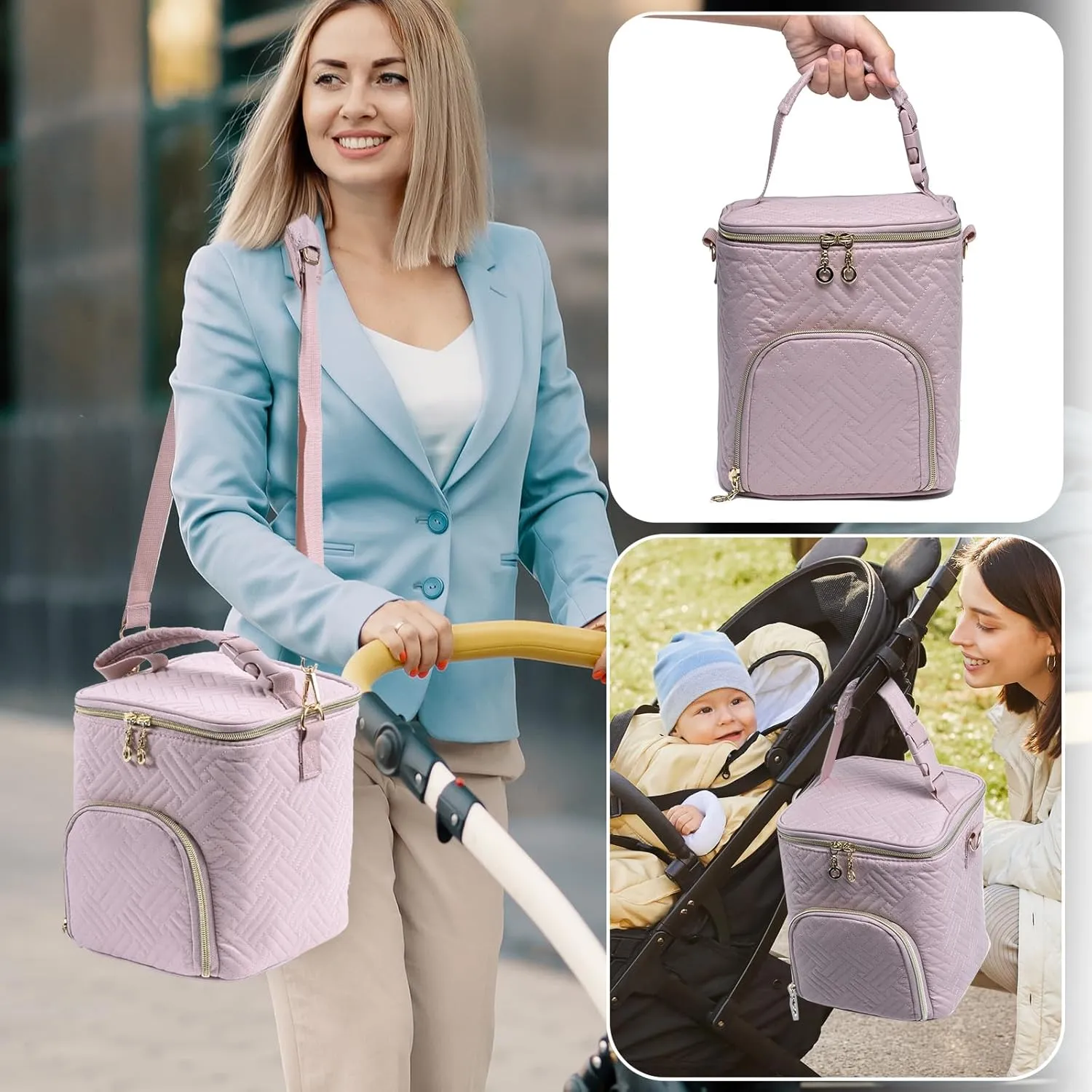 Mam Breastmilk Cooler Bag with Ice Pack for 4 Bottles - See-through Breast Pump Bag for Baby Bottles 4oz-9oz