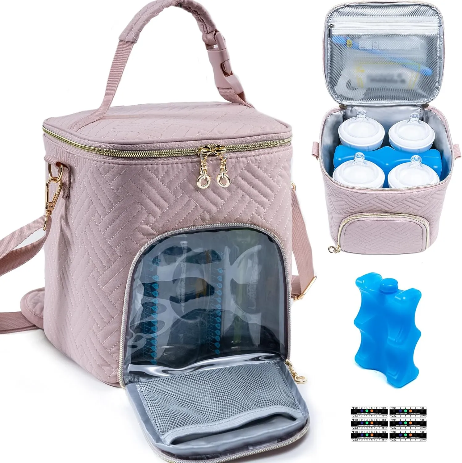 Mam Breastmilk Cooler Bag with Ice Pack for 4 Bottles - See-through Breast Pump Bag for Baby Bottles 4oz-9oz