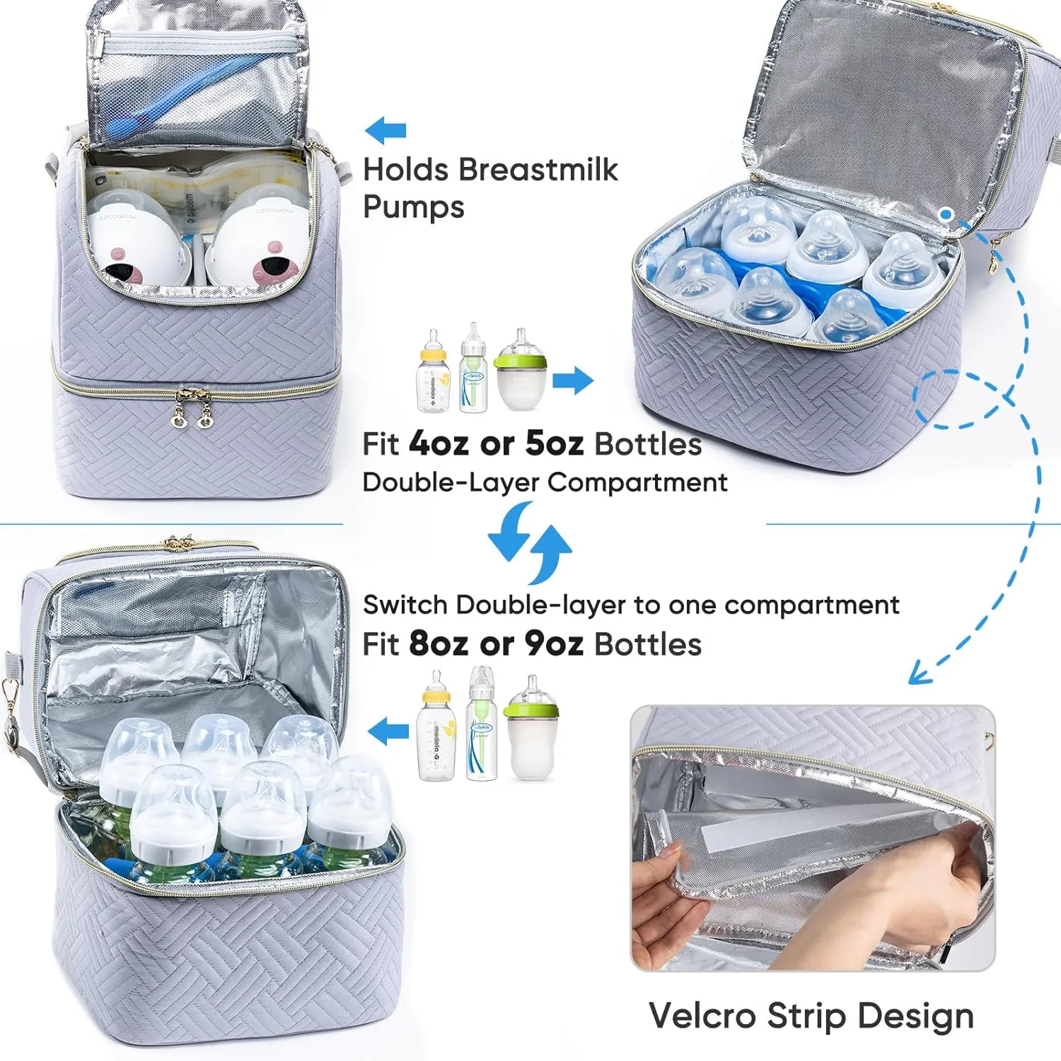 Mam Breastmilk Storage Bag with Ice Pack - Cooler for 6 Bottles Up to 9 Ounce - Insulated Bottle Bag for Daycare