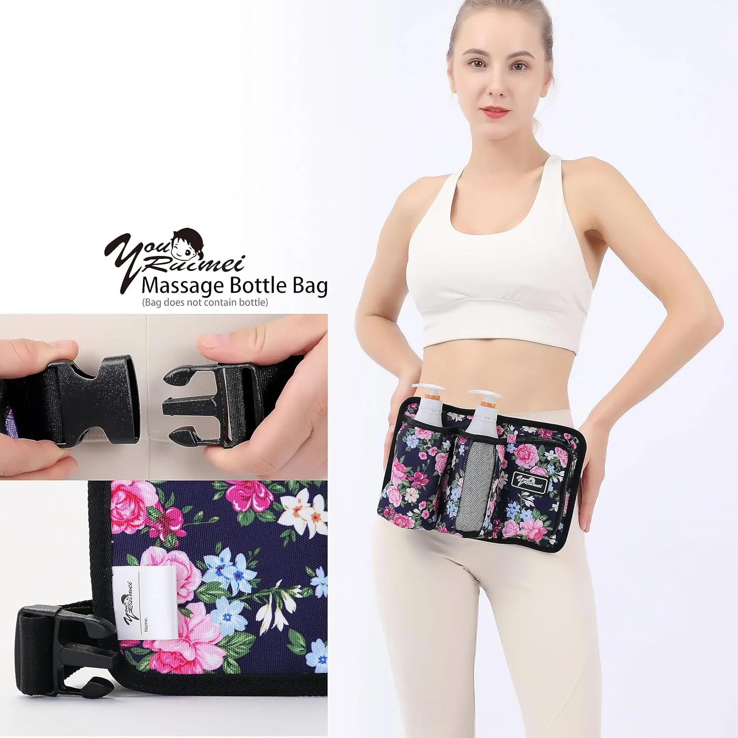 Massage Bottle Bag Massage Oil Bag Massage Therapist Holster Massage Lotion Holster Massage Oil Holster (YR-3KD-MuDan）