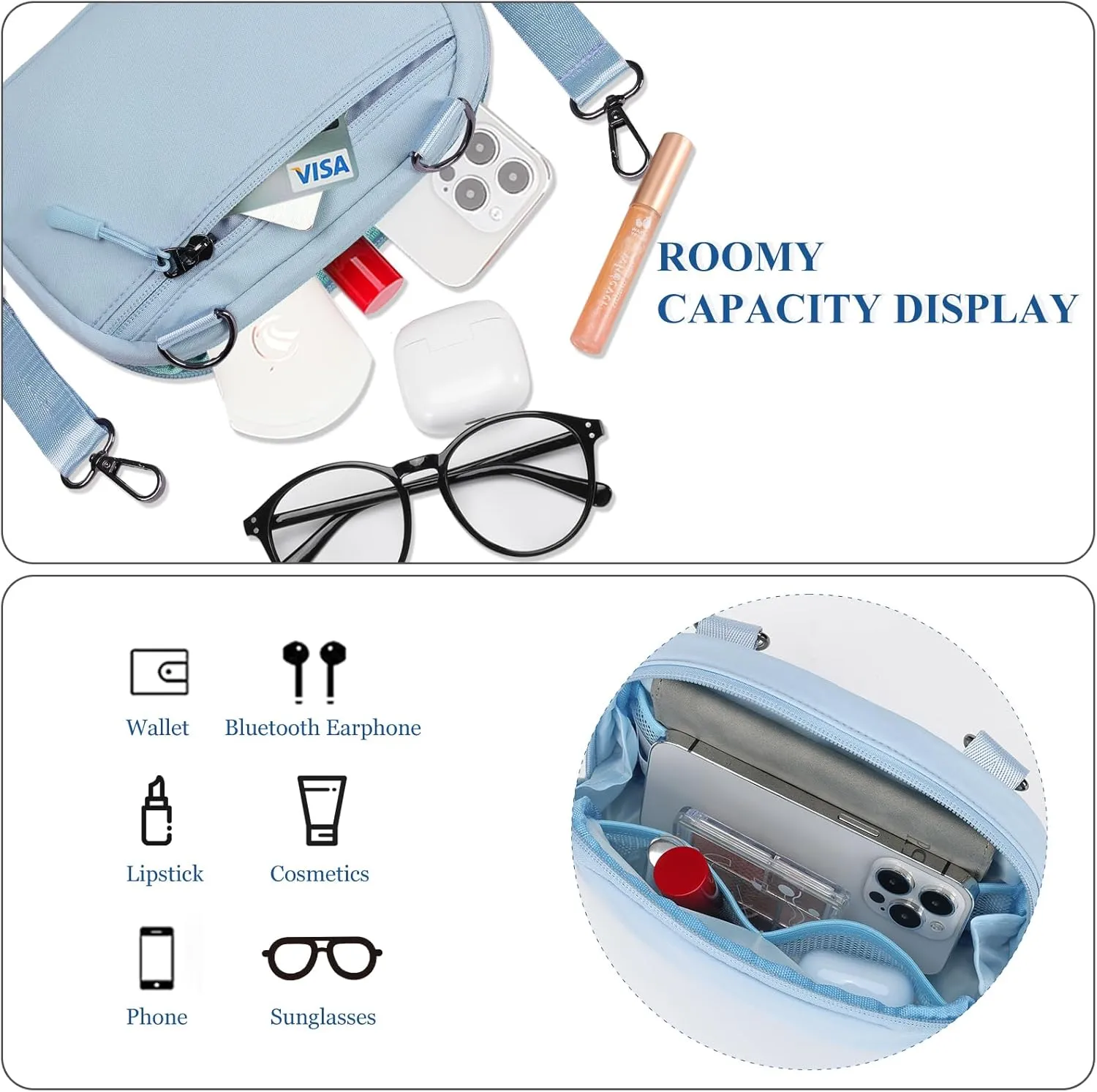 MAXTOP Small Nylon Crossbody Bags for Women Unisex Belt Bag Fanny Pack with Adjustable Strap for Traveling Shopping