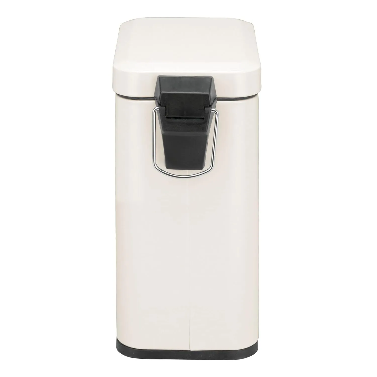 mDesign Small Modern 1.3 Gallon Rectangle Metal Lidded Step Trash Can, Compact Garbage Bin with Removable Liner Bucket and Handle for Bathroom, Kitchen, Craft Room, Office, Garage - Cream/Beige