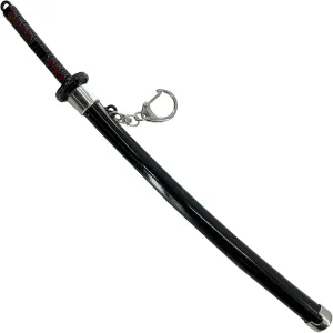 MedievalDepot Spring Action Popup Mini Katana Keychain Tanjiro Sword Edition – Overall 9" - Miniature Sword with Keyring, Scabbard & Display Stand