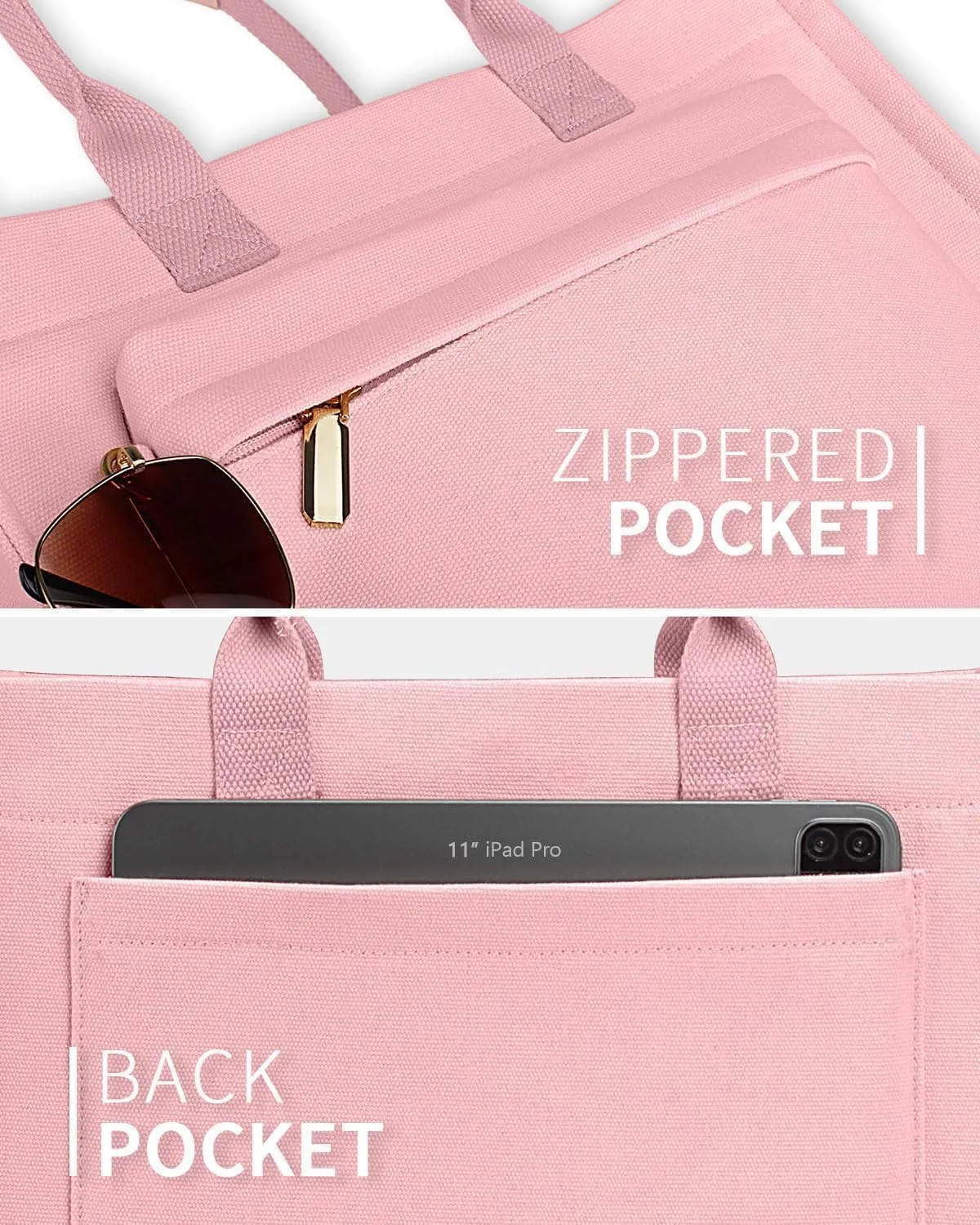 Medium Canvas Tote Bag for Women, Womens Tote Bag for School Bags Travel Crossbody Purse With Zipper Pocket