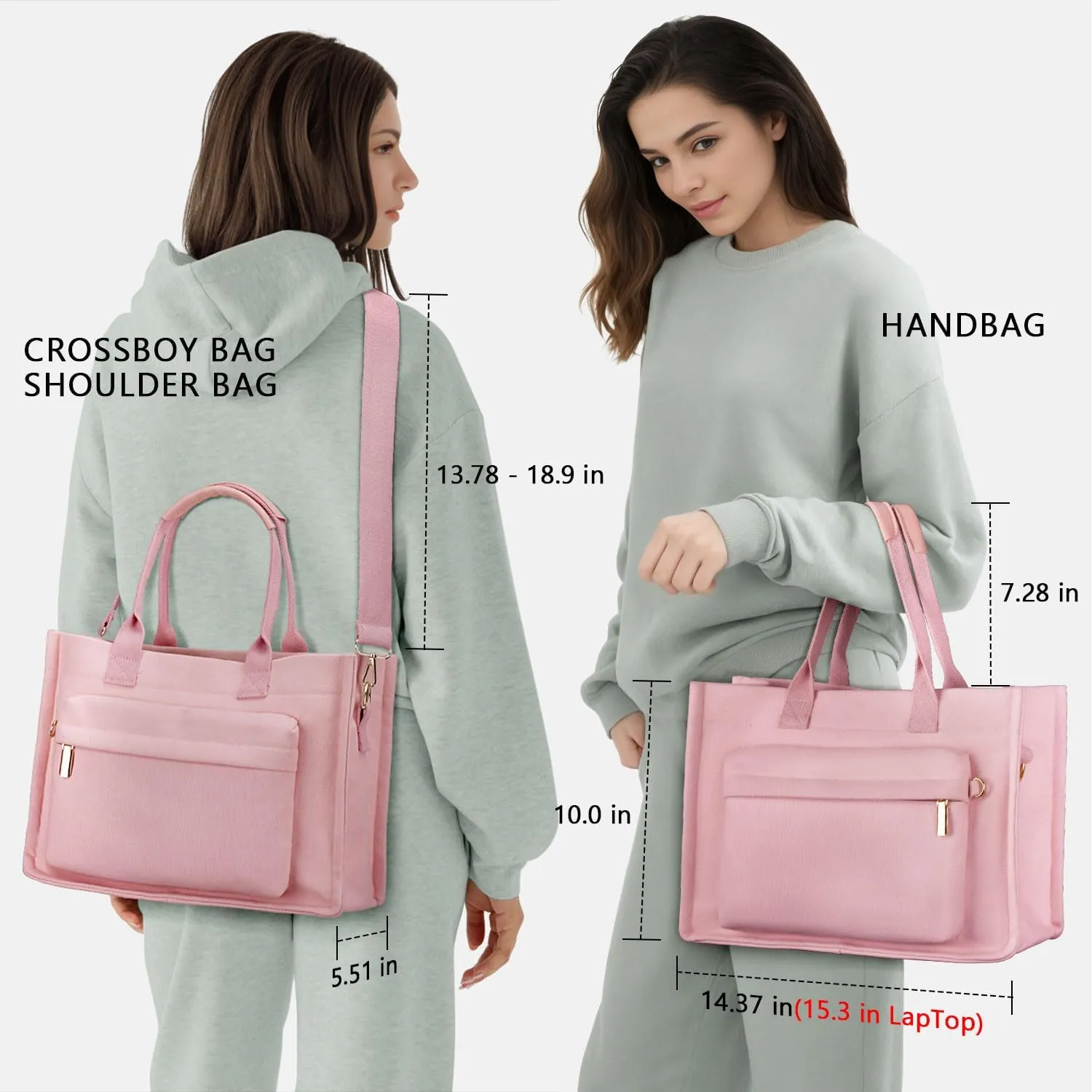 Medium Canvas Tote Bag for Women, Womens Tote Bag for School Bags Travel Crossbody Purse With Zipper Pocket