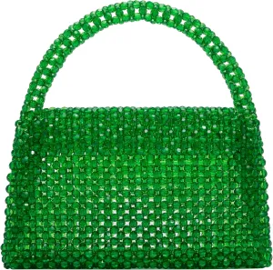 Melie Bianco Sherry Bag - Womens Luxury Beaded Handbag - Fancy Foldover Purse with Top Handle