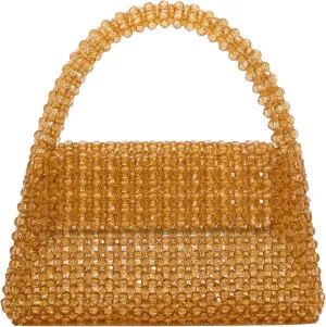 Melie Bianco Sherry Bag - Womens Luxury Beaded Handbag - Fancy Foldover Purse with Top Handle